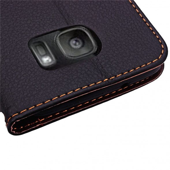 Чехол книжка с застежкой цветок для Samsung Galaxy S7 Edge G935 (Черный)