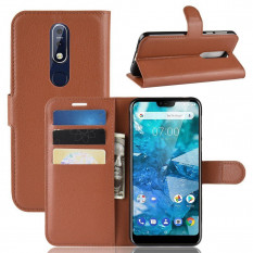 Чехол с визитницей для Nokia 7.1 (коричневый)