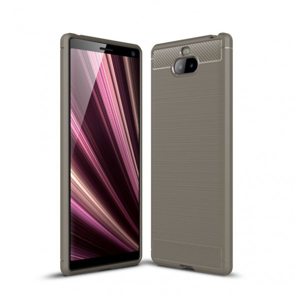 Чехол Carbon Fibre для Sony Xperia 10 (серый)