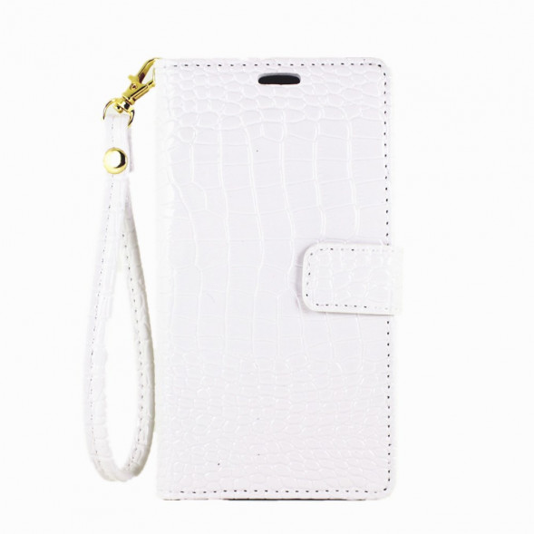 Чехол книжка под крокодиловую кожу для Microsoft Lumia 950 Dual (Белый)