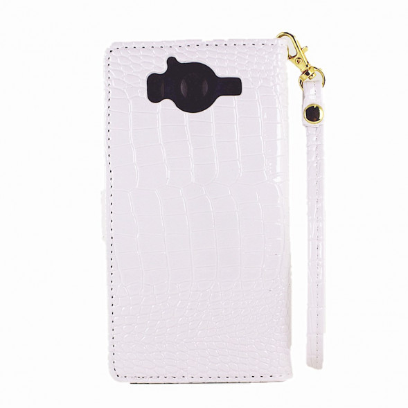 Чехол книжка под крокодиловую кожу для Microsoft Lumia 950 Dual (Белый)