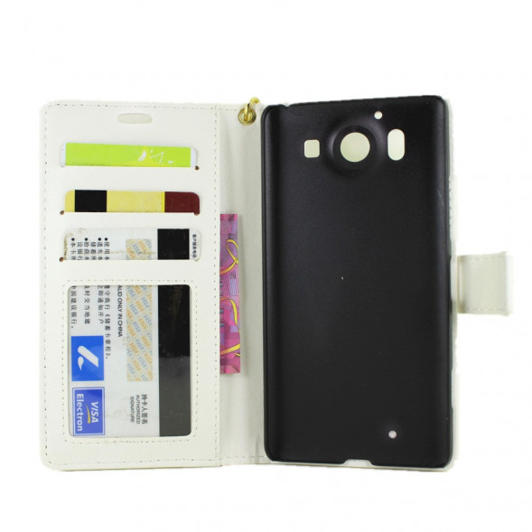 Чехол книжка под крокодиловую кожу для Microsoft Lumia 950 Dual (Белый)