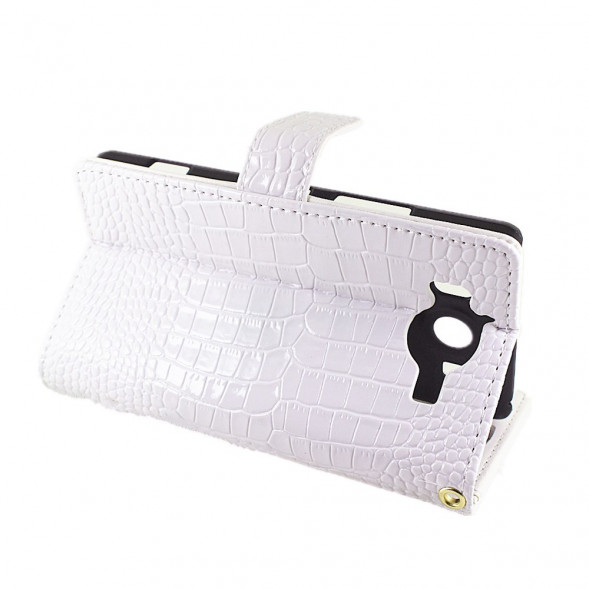 Чехол книжка под крокодиловую кожу для Microsoft Lumia 950 Dual (Белый)