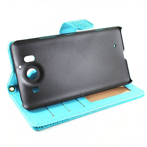 Чехол книжка под крокодиловую кожу для Microsoft Lumia 950 Dual (Белый)