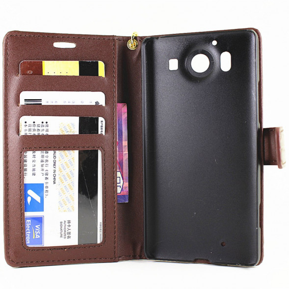 Чехол книжка под крокодиловую кожу для Microsoft Lumia 950 Dual (Белый)