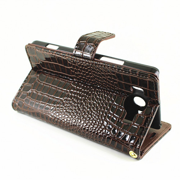 Чехол книжка под крокодиловую кожу для Microsoft Lumia 950 Dual (Белый)