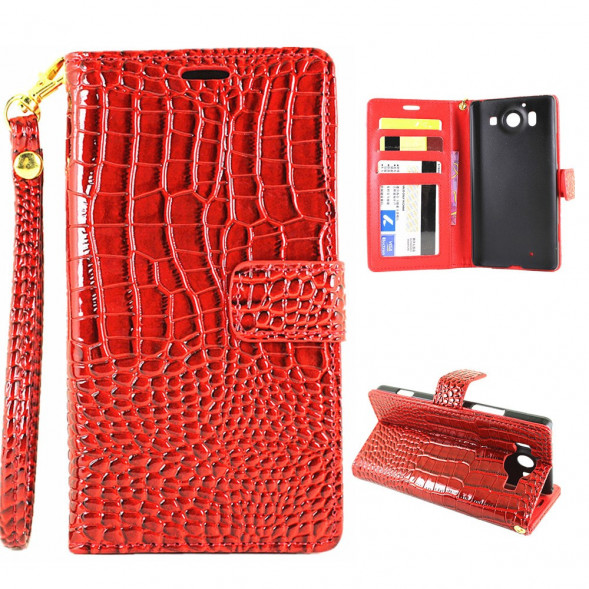 Чехол книжка под крокодиловую кожу для Microsoft Lumia 950 Dual (Белый)