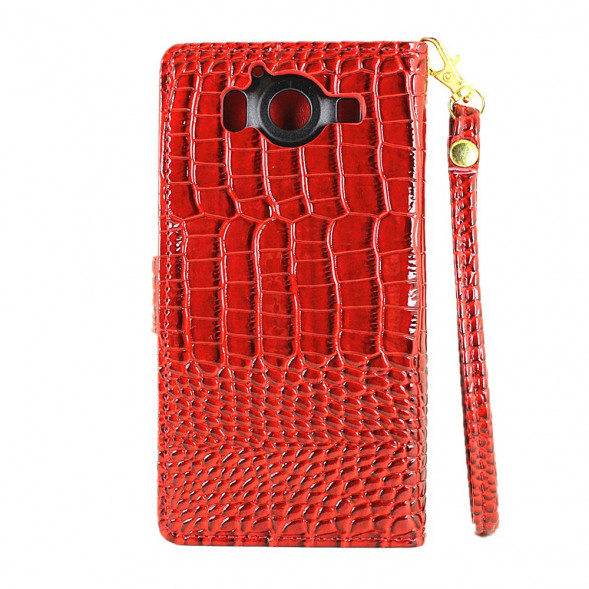 Чехол книжка под крокодиловую кожу для Microsoft Lumia 950 Dual (Белый)