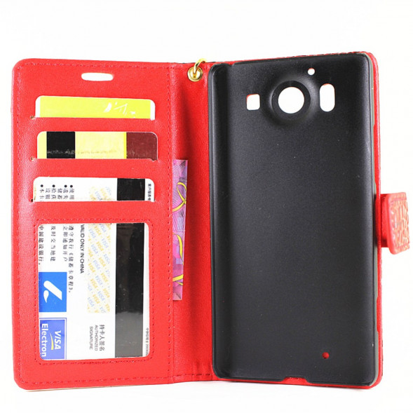 Чехол книжка под крокодиловую кожу для Microsoft Lumia 950 Dual (Белый)