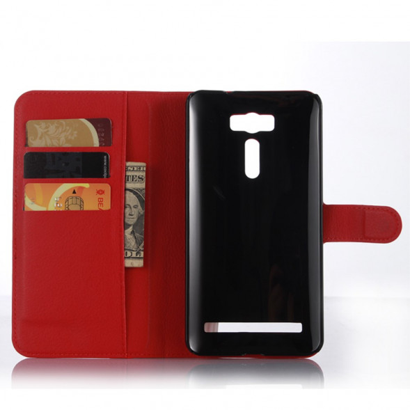 Чехол книжка с визитницей для Asus Zenfone 2 Laser ZE601KL (Красный)