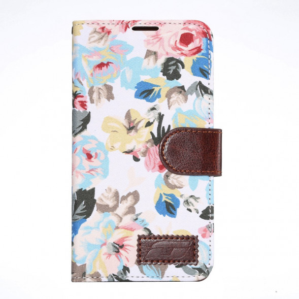 Чехол книжка с цветами для Samsung Galaxy A7 SM A700F (Белый)