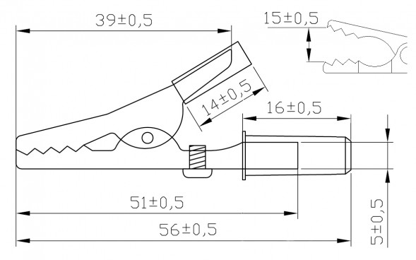 8-0030 black Зажим &quot;Крокодил&quot; с изолятором 10А, 51мм (черный)