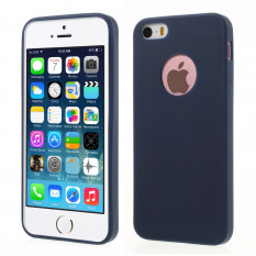 Матовый силиконовый чехол для iPhone SE, 5s, 5 (темно-синий)