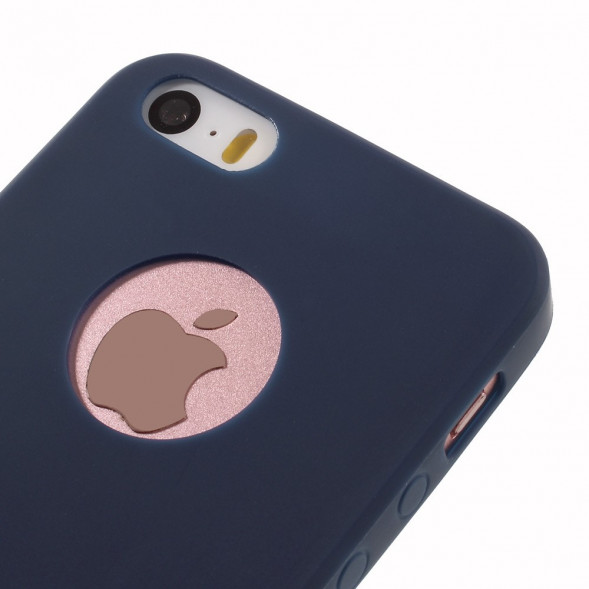 Матовый силиконовый чехол для iPhone SE, 5s, 5 (темно-синий)
