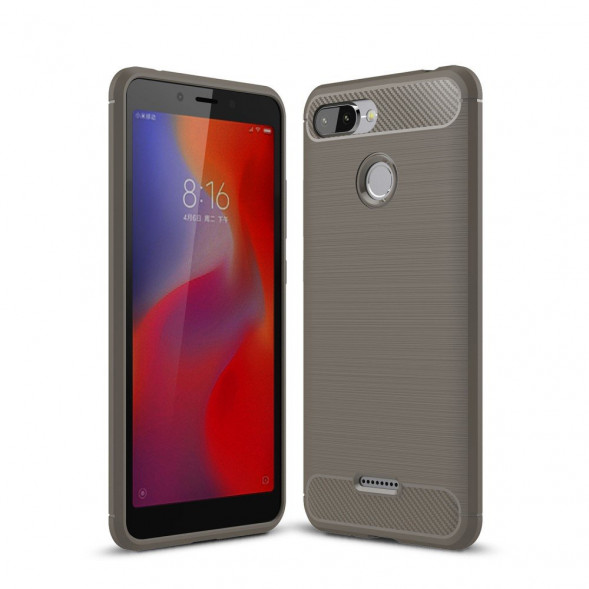 Чехол накладка Carbon Fibre для Xiaomi Redmi 6 (серый)