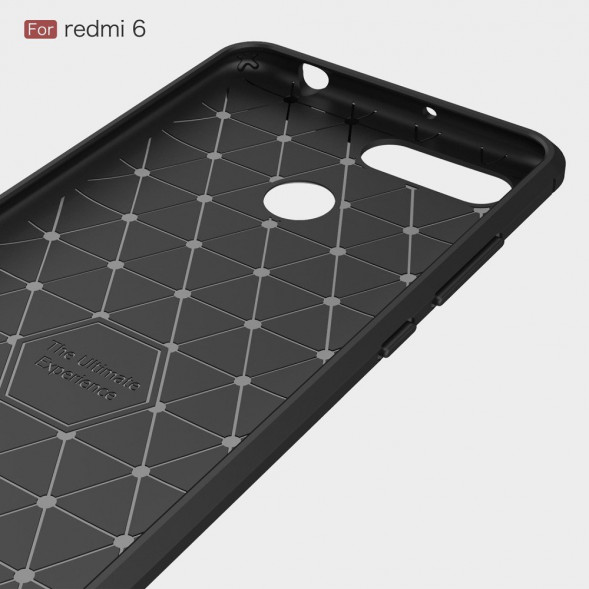 Чехол накладка Carbon Fibre для Xiaomi Redmi 6 (серый)