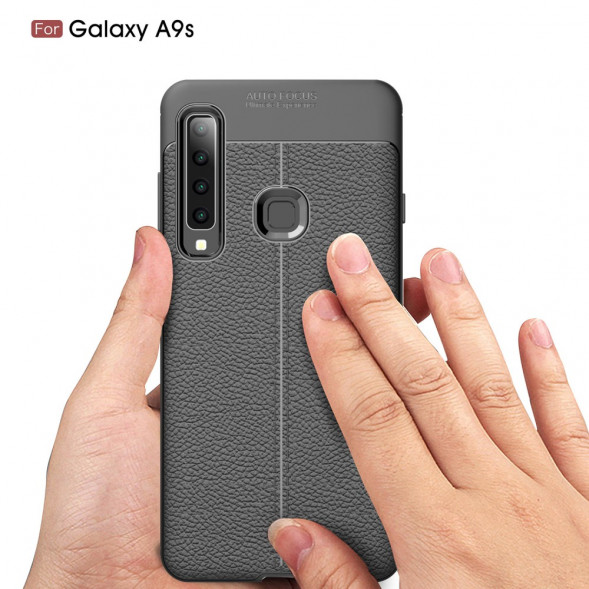 Чехол накладка Litchi для Samsung Galaxy A9 (2018) (черный)
