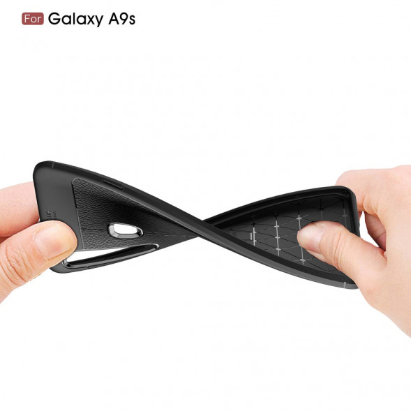 Чехол накладка Litchi для Samsung Galaxy A9 (2018) (черный)