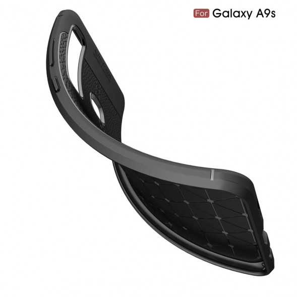 Чехол накладка Litchi для Samsung Galaxy A9 (2018) (черный)