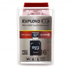 Карта памяти microSDHC 16Gb Exployd Class10 с адаптером
