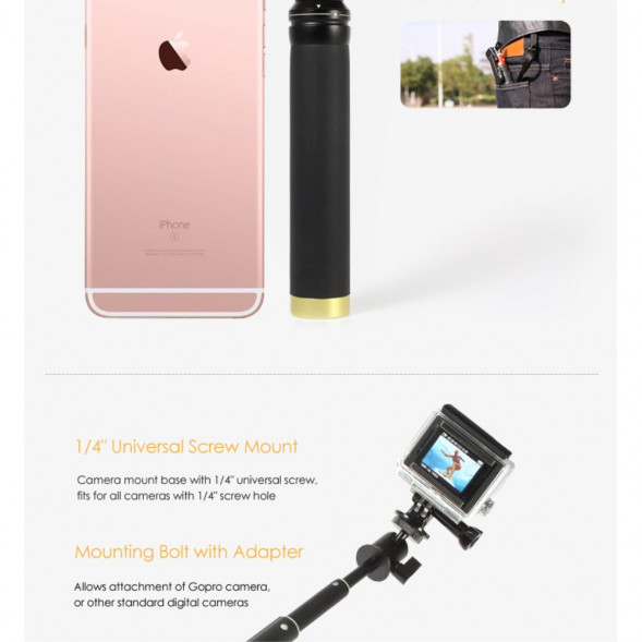 Активный выдвижной селфи монопод для камеры GoPro