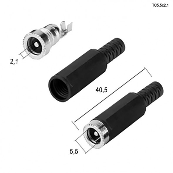 TC 5.5x2.1mm Cable M разъем питания штырьковый