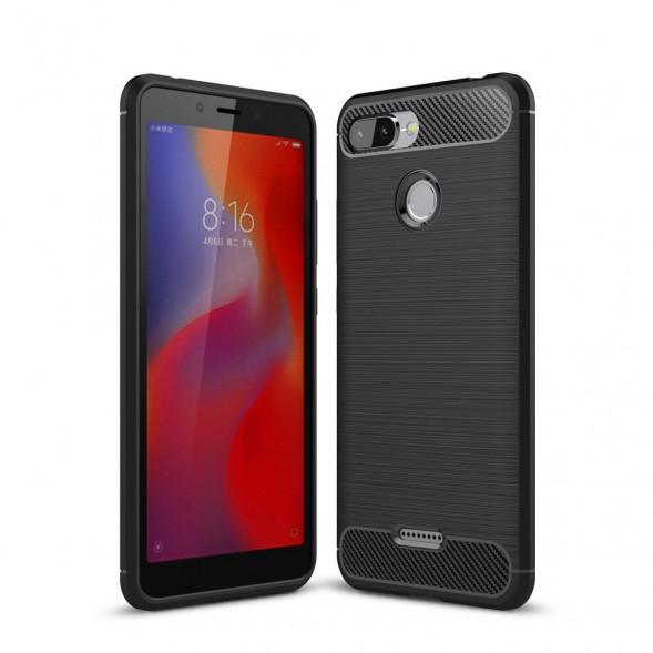 Чехол накладка Carbon Fibre для Xiaomi Redmi 6 (черный)
