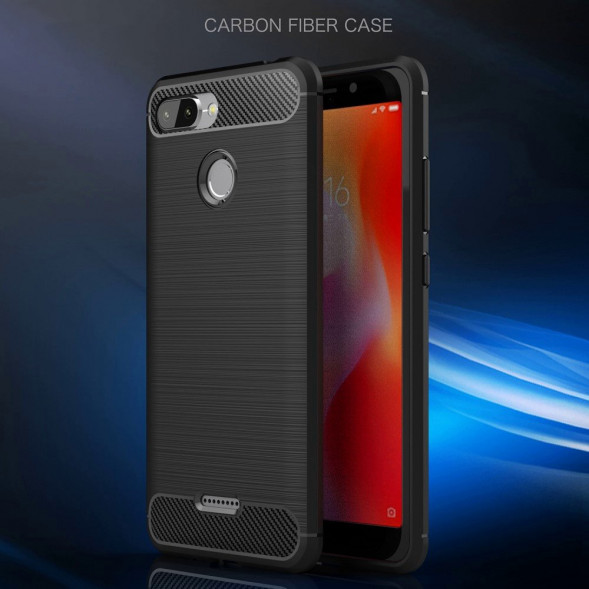 Чехол накладка Carbon Fibre для Xiaomi Redmi 6 (черный)