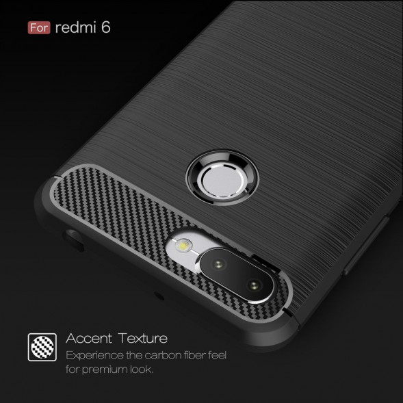 Чехол накладка Carbon Fibre для Xiaomi Redmi 6 (черный)