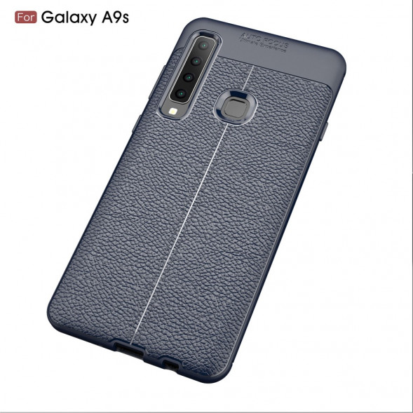 Чехол накладка Litchi для Samsung Galaxy A9 (2018) (темно-синий)