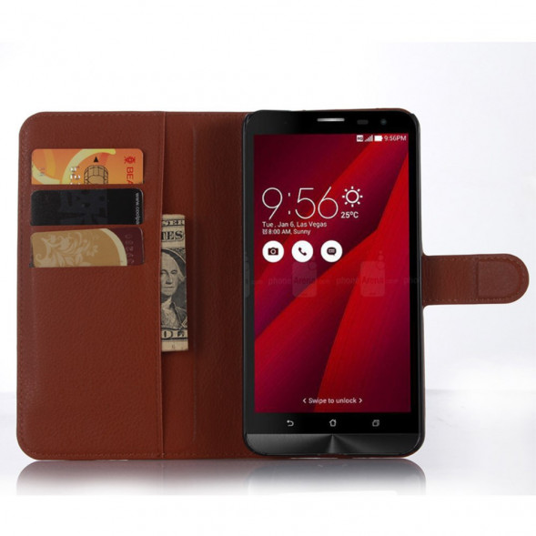 Чехол книжка с визитницей для Asus Zenfone 2 Laser ZE601KL (Коричневый)