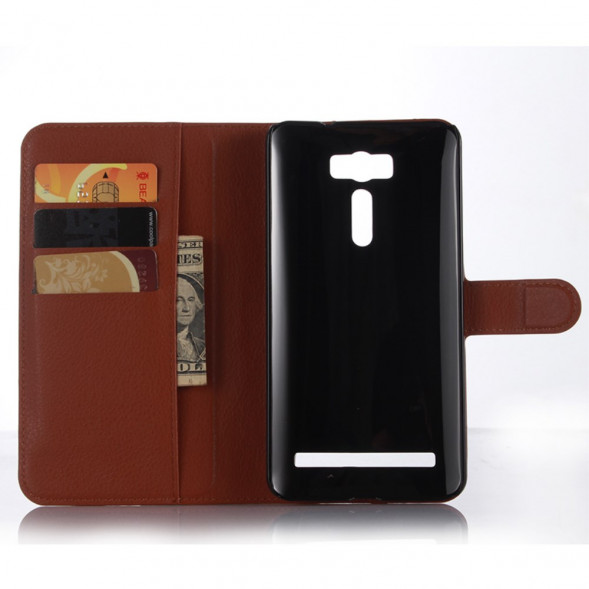 Чехол книжка с визитницей для Asus Zenfone 2 Laser ZE601KL (Коричневый)