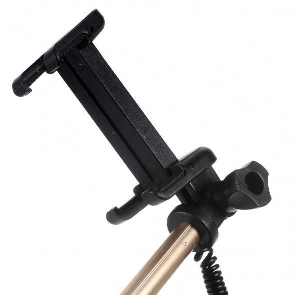 Алюминиевый выдвижной монопод селфи с 3,5 мм аудио кабелем для iPhone 6, 6s, 5s, 5, GoPro (Золотистый)