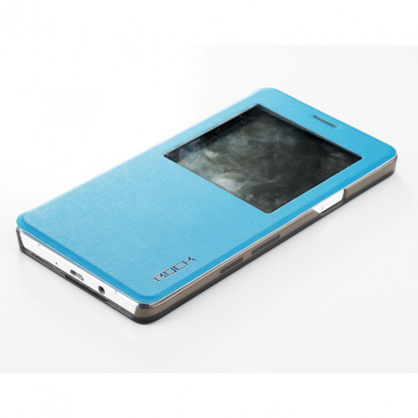 Чехол с активным окном для Samsung Galaxy A7 ROCK Uni (Голубой)