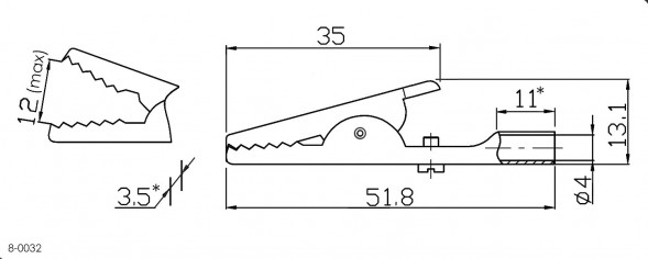 8-0032 Зажим &quot;Крокодил&quot; 10А, 51мм
