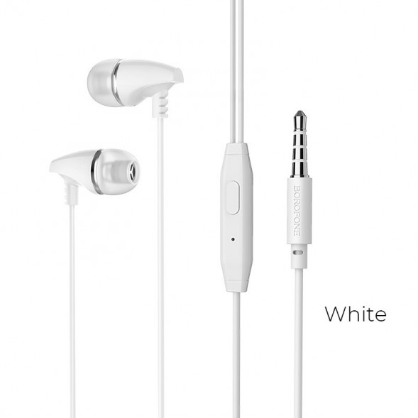 Наушники, гарнитура Borofone BM25 Sound edge с микрофоном (Белый)