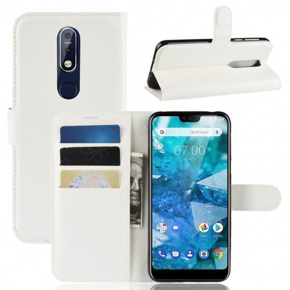 Чехол с визитницей для Nokia 7.1 (белый)