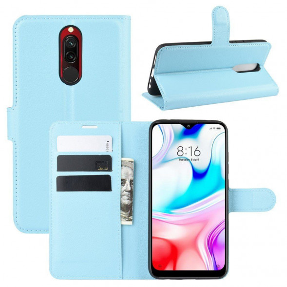 Чехол книжка для Xiaomi Redmi 8 (голубой)