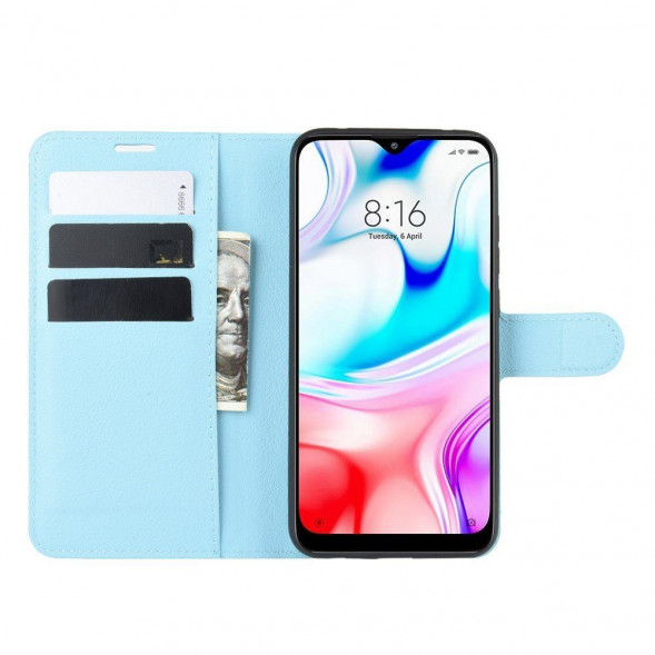 Чехол книжка для Xiaomi Redmi 8 (голубой)