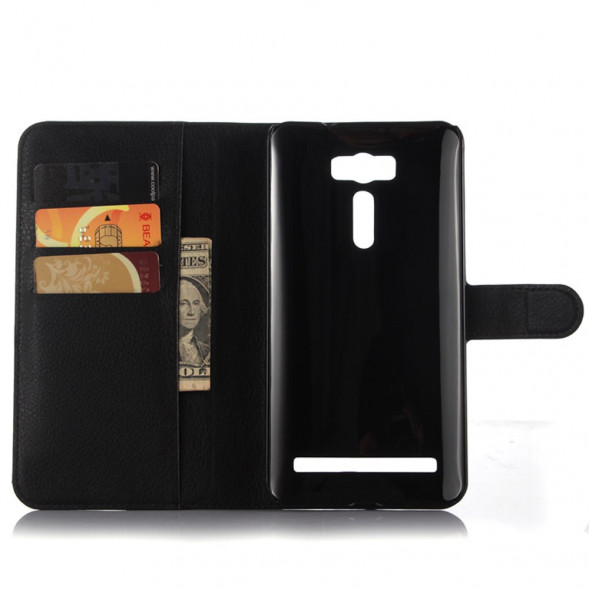 Чехол книжка с визитницей для Asus Zenfone 2 Laser ZE601KL (Черный)