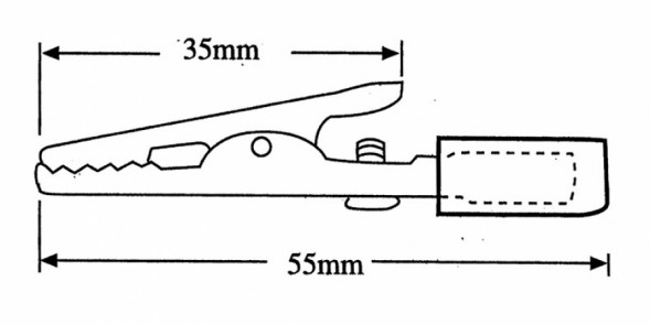 8-0033 red Зажим &quot;Крокодил&quot; с изолятором 15А 55мм (красный)