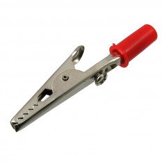 8-0033 red Зажим "Крокодил" с изолятором 15А 55мм (красный)