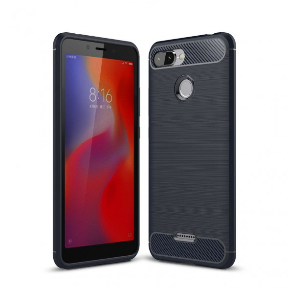 Чехол накладка Carbon Fibre для Xiaomi Redmi 6 (синий)