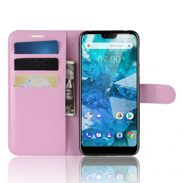 Чехол с визитницей для Nokia 7.1 (розовый)