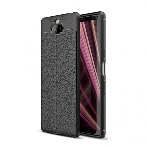 Чехол накладка Litchi для Sony Xperia 10 (черный)