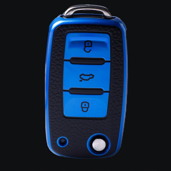 Чехол для ключа Volkswagen Polo, Tiguan, Passat, Golf, Jetta, Lavida, Skoda Octavia (Синий)