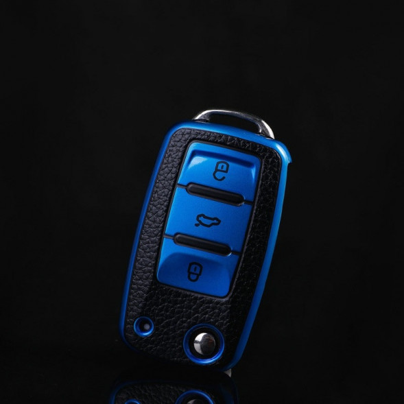 Чехол для ключа Volkswagen Polo, Tiguan, Passat, Golf, Jetta, Lavida, Skoda Octavia (Синий)