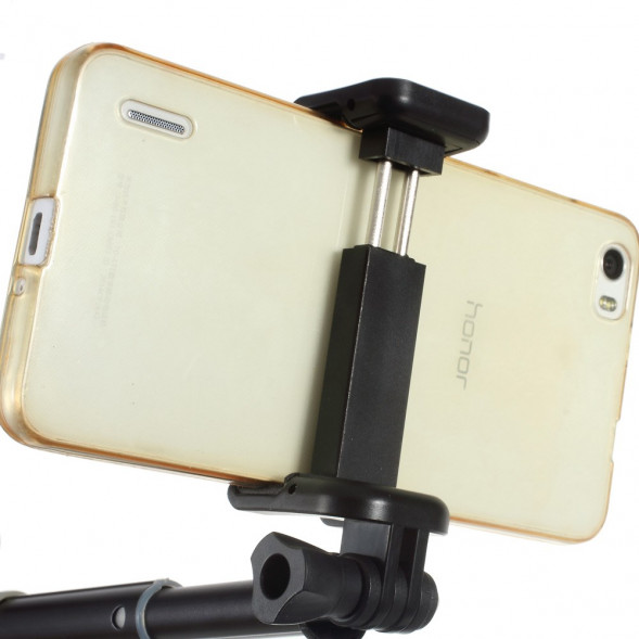Алюминиевый выдвижной монопод селфи с 3,5 мм аудио кабелем для iPhone 6, 6s, 5s, 5, GoPro (Черный)