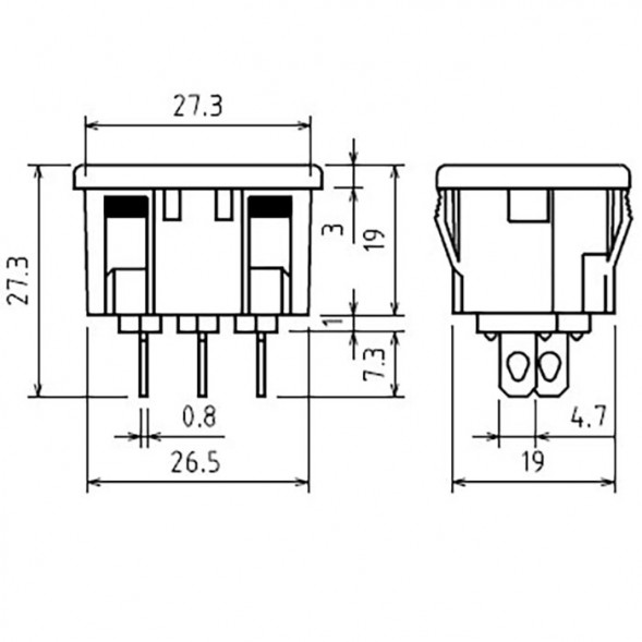 AC-021 Разъем питания 220В гнездо на панель