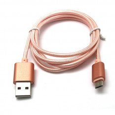 Кабель зарядки Micro USB плетеный 1 метр (розовый)